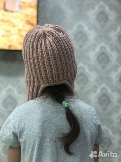 Шапка ушанка вязанная(ручной работы)