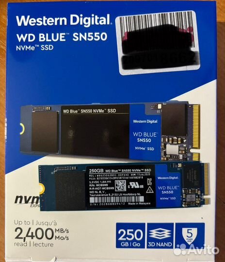 250 гб M.2 NVMe накопитель WD Blue SN550
