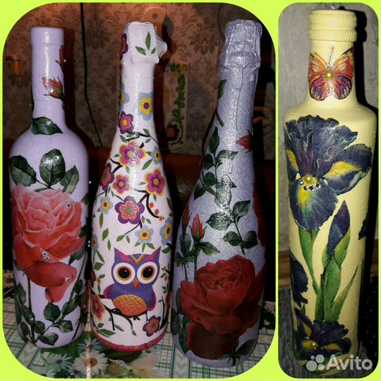 Декупаж на бутылках и прочем