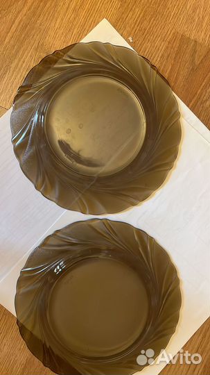 2Тарелки Черное стекло Не бьющиеся Франция Vereco