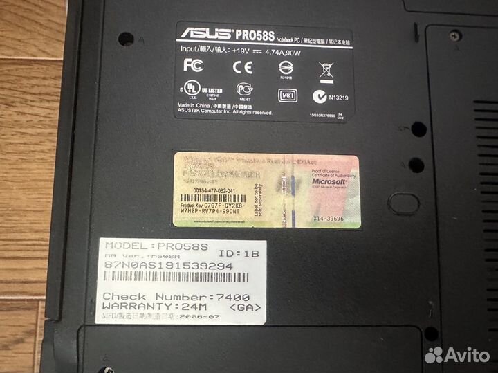 Ноутбук asus PRO58S
