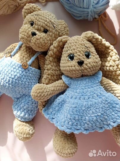 Плюшевые вязаные игрушки