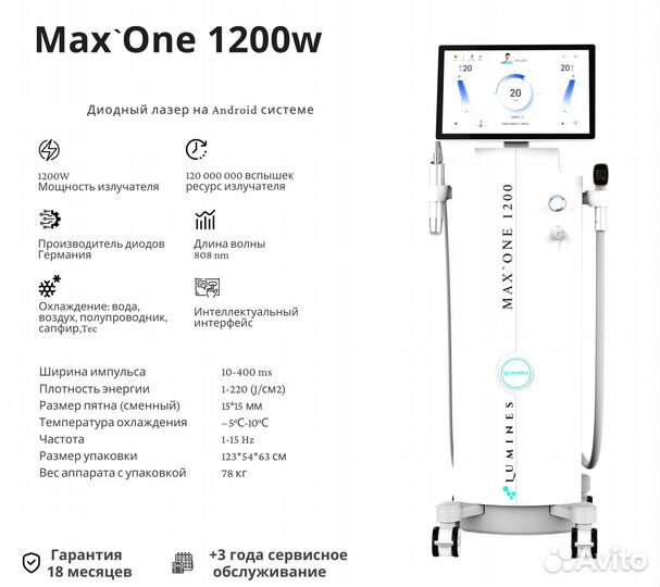 Диодный лазер люминес Max’One 1200в