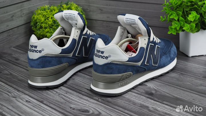 New balance 574 синие Кроссовки мужские лух