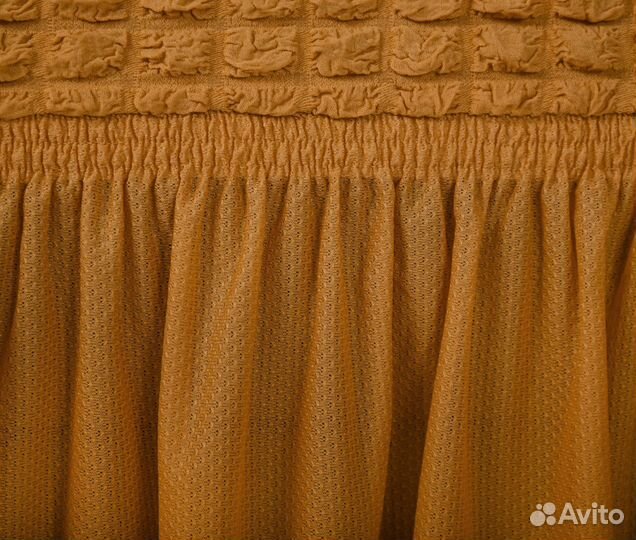 Чехол на стул со спинкой однотонный, Горчичный