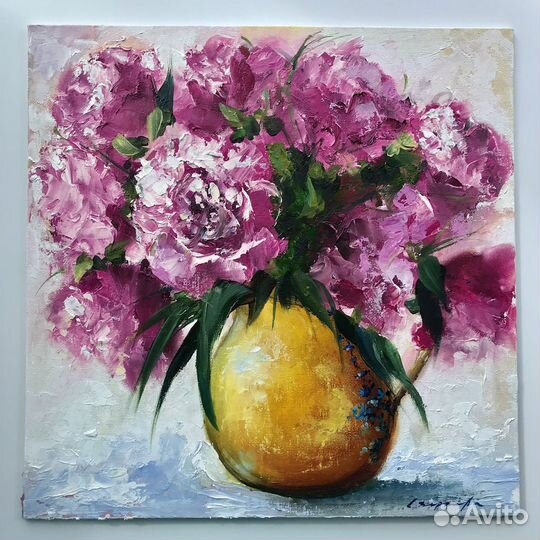 Картина маслом Пионы