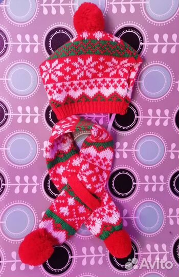 Комплект шапка, шарф для собаки