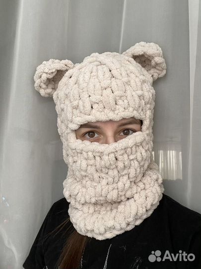 Плюшевая балаклава с ушами, тренд тик ток