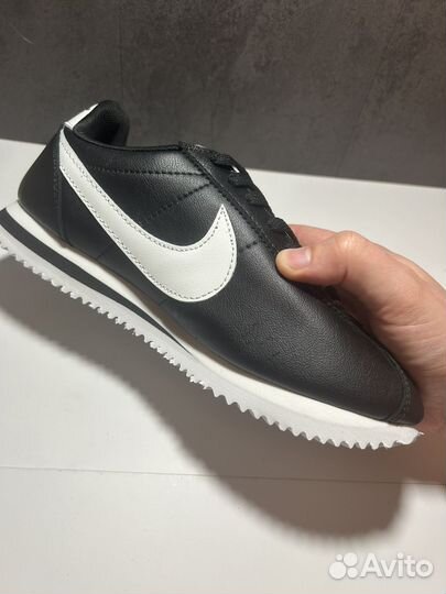 Кроссовки nike cortez black white кожаные мужские