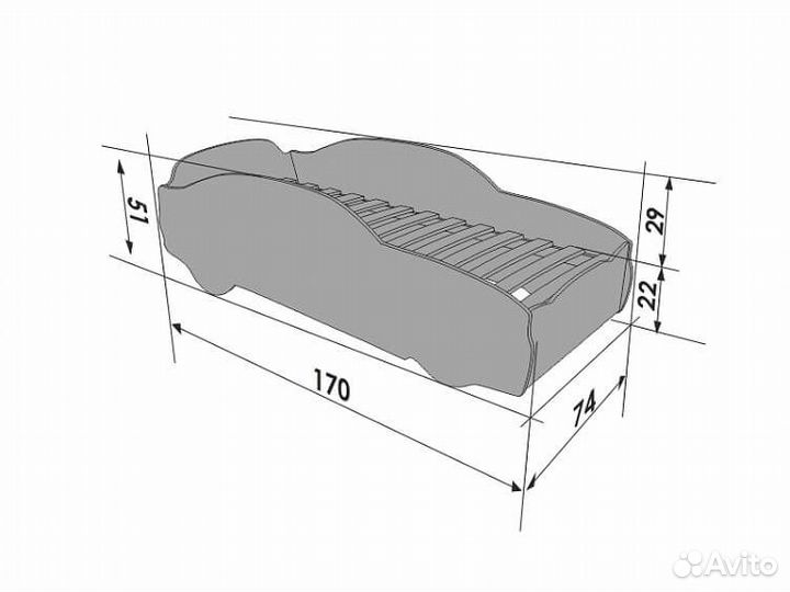 Детская Кровать машинка. light 160*70