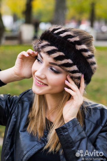 Меховая повязка на голову из норки