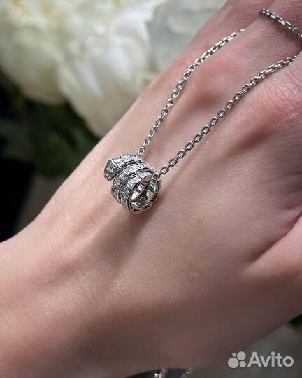 Bvlgari serpenti колье белое золото 750