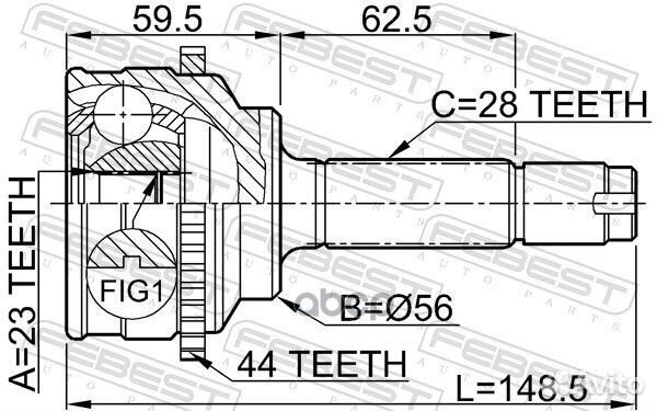 ШРУС наружный 23x56x28 (mazda 626 GF 1997-2002)