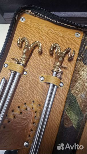 Набор шампуров и нож в кейсе камуфляж