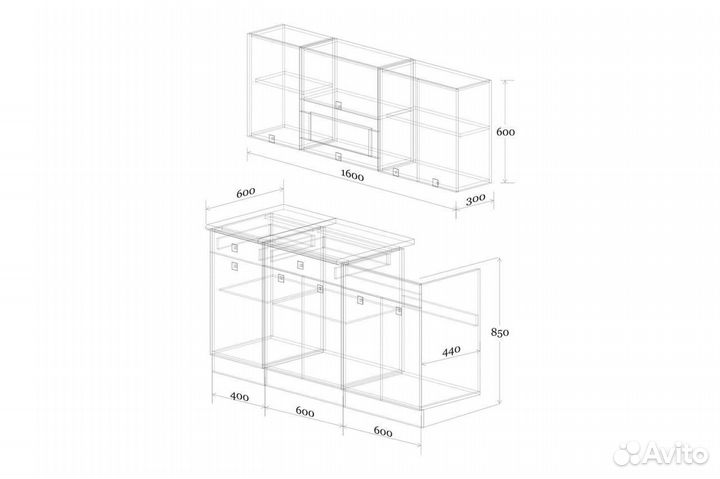 Кухонный гарнитур 1,6 Виола. Цена за всю кухню