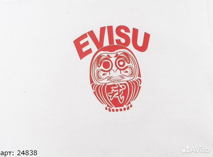 Футболка evisu square logo red Белая