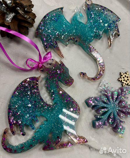 Елочные игрушки ручная работа из смолы, домино