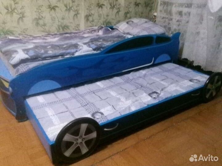Детская выдвижная двухместный кровать машинка бу