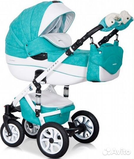 Коляска Riko Bruno Luxe 2 в 1 Бирюза-белый