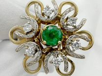 Золотое кольцо с бриллиантами, изумруд 585 / 11.03
