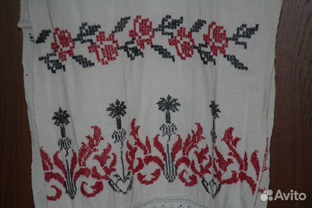 Рушник лен вышивка кружева старинный СССР 280х36