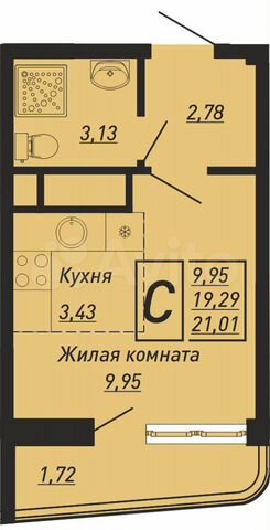 Квартира-студия, 21 м², 5/16 эт.