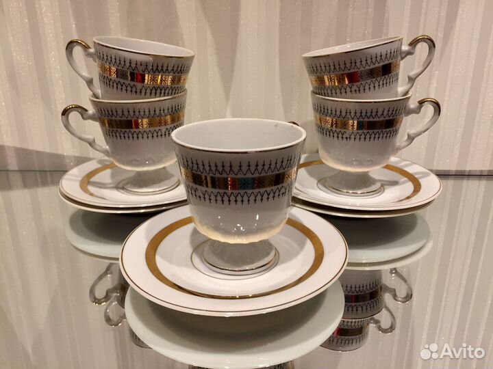 Кофейные чашки фарфор Япония. 5 пар. подарок