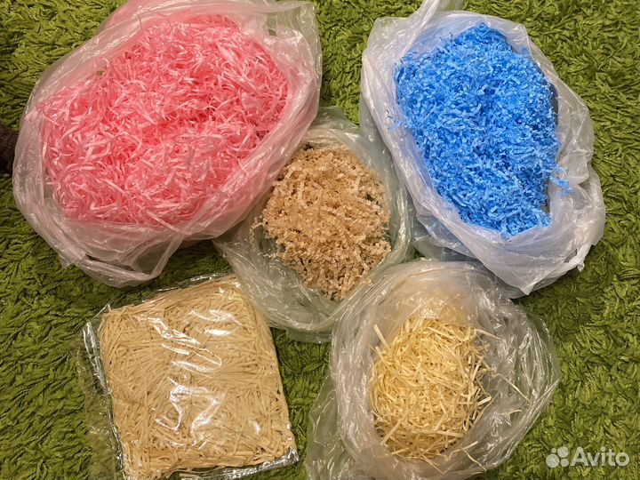 Наполнитель, ленты, наклейки для подарков