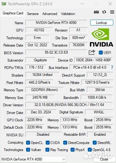 Gigabyte RTX 4090 Gaming OC 24Gb