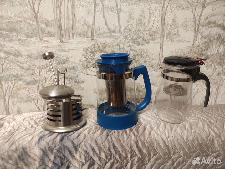 Френч пресс, чайники: заварочный и гунфу с кнопкой