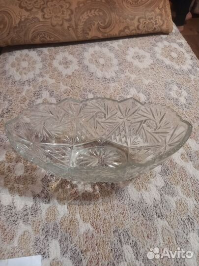 Ваза сервировочная хрустальная Чехословакия