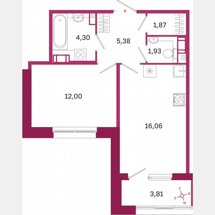 1-к. квартира, 43,5 м², 9/10 эт.
