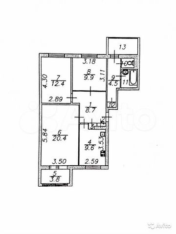 Планировка квартир 135 серии 3-к. квартира, 72 м², 4/9 эт. на продажу в Астрахани Купить квартиру Авито