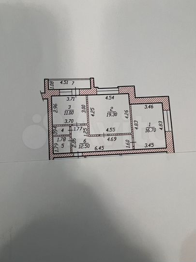 2-к. квартира, 69,3 м², 4/5 эт.