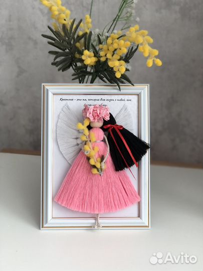 Макраме Ангел в рамке