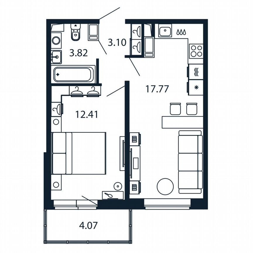 1-к. квартира, 36,4 м², 12/12 эт.