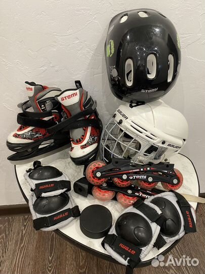 Ролики трансформеры, шлем хоккейный детский