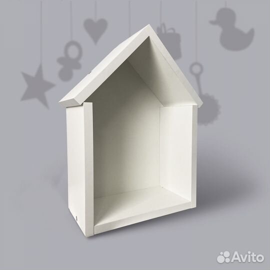 Полка настенная для игрушек Домик пн-8/1