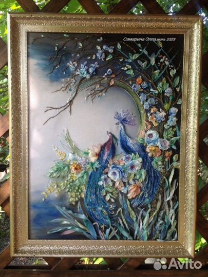 Картина вышитая лентами