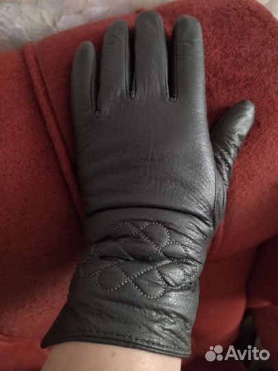 Перчатки женские кожаные зимние