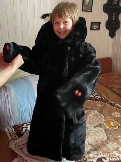 Шуба детская натуральная из мутона (цигейка)