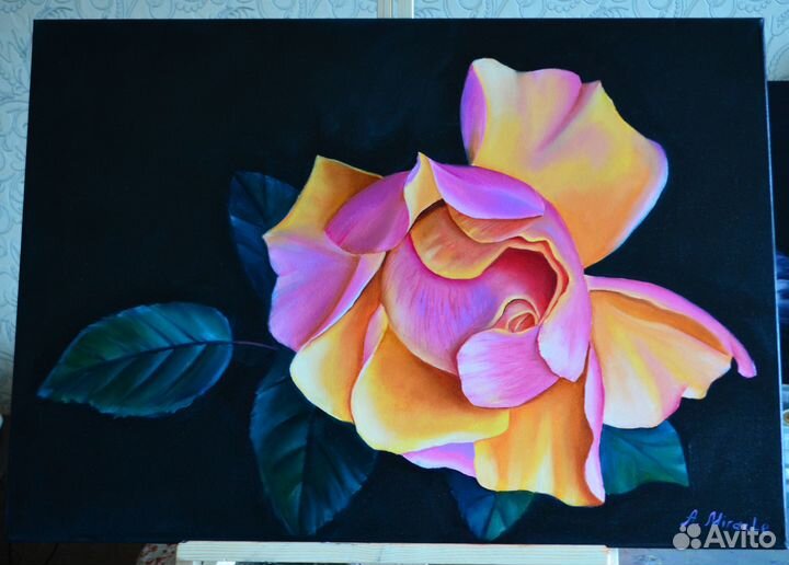 Картина маслом Пион цветы 50х50 см