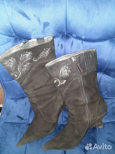 Полусапожки из натуральной замши, р.38