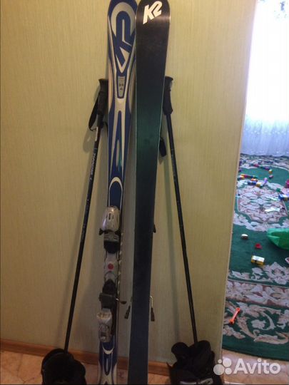 Комплект, лыжи горные с ботинками и палками
