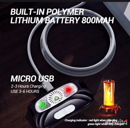 Налобный фонарь аккумуляторный