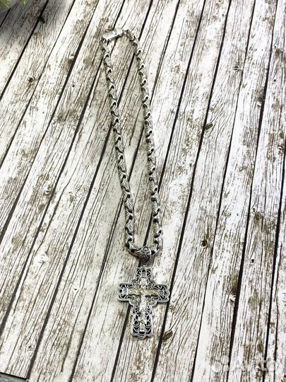 Цепь с крестом Серебро 925, 118гр, 50см