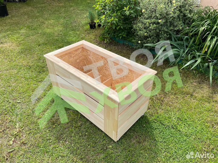 Кашпо деревянные Передвижные (с колесиками)