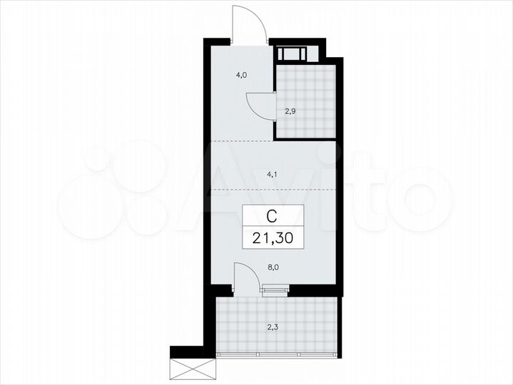Квартира-студия, 21,3 м², 5/9 эт.