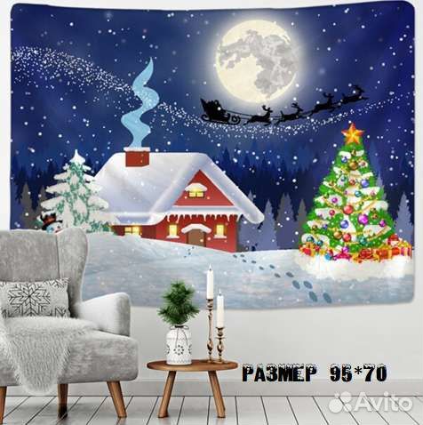 Новогодние украшения картина из ткани на стену