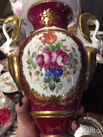 Ваза антикварная ручная роспись лимож